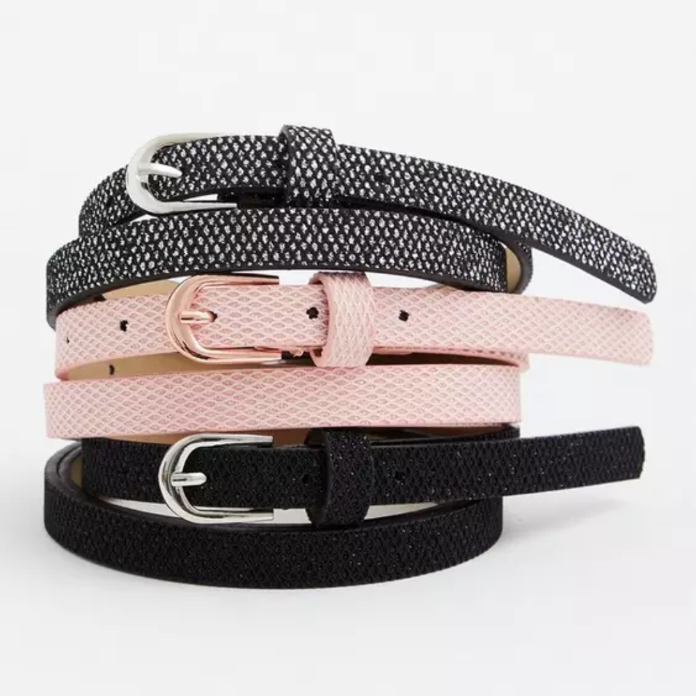 Elegant Black and Pink Women's Belt Set